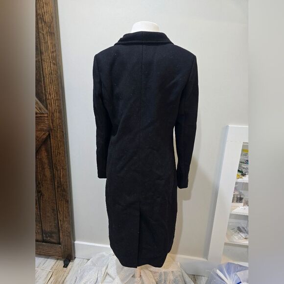 Cole Haan Asymmetric Zip Fine Twill Wool Blend Coat NWOT size 6 Black - Picture 4 of 5